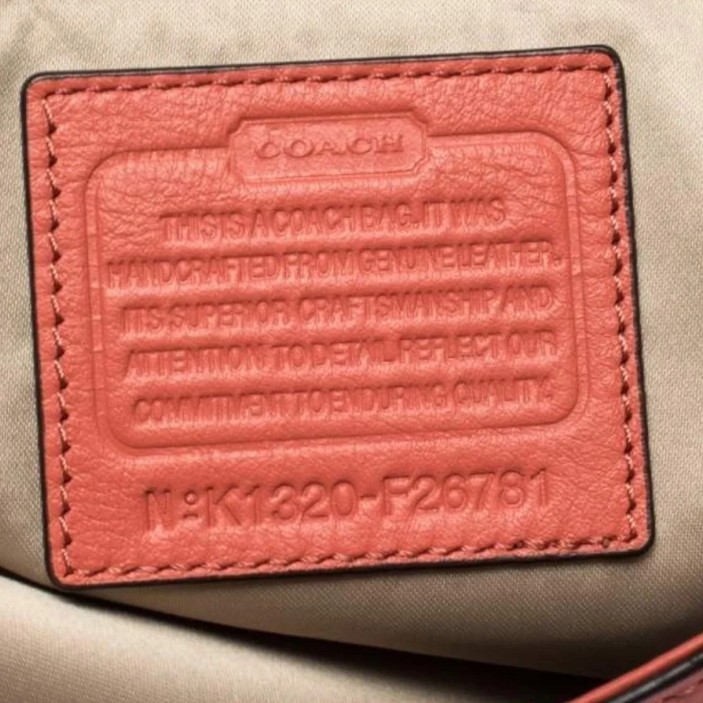 COACH Taylor Marin Satchel Coral Salmon Pink Leather F26781 Crossbody Bag $398 - Picture 13 of 15